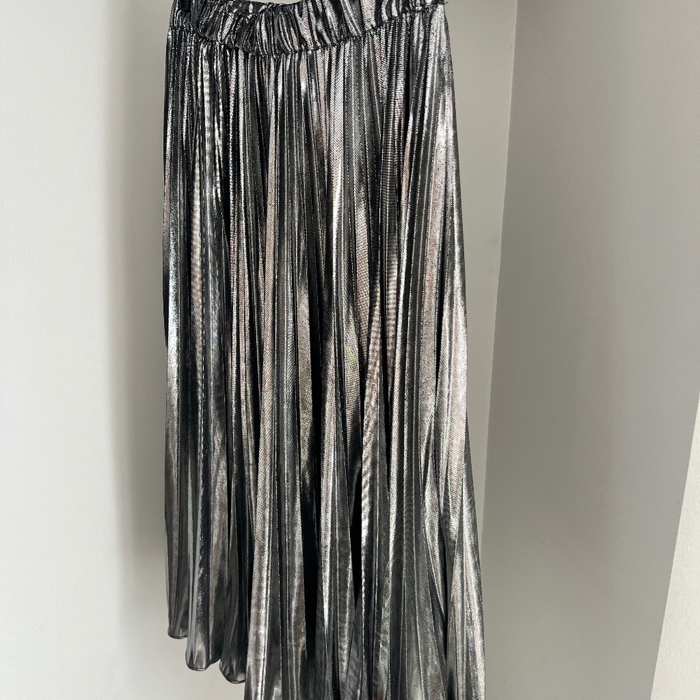 Michael Kors Silver Metallic Midi Skirt